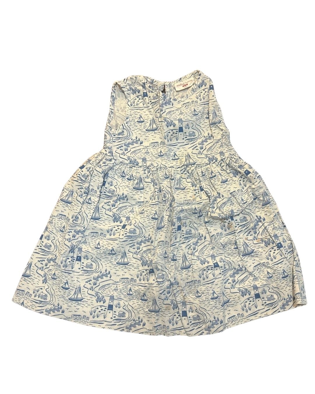 Smiling Button Lighthouse Print Dress, Size 3