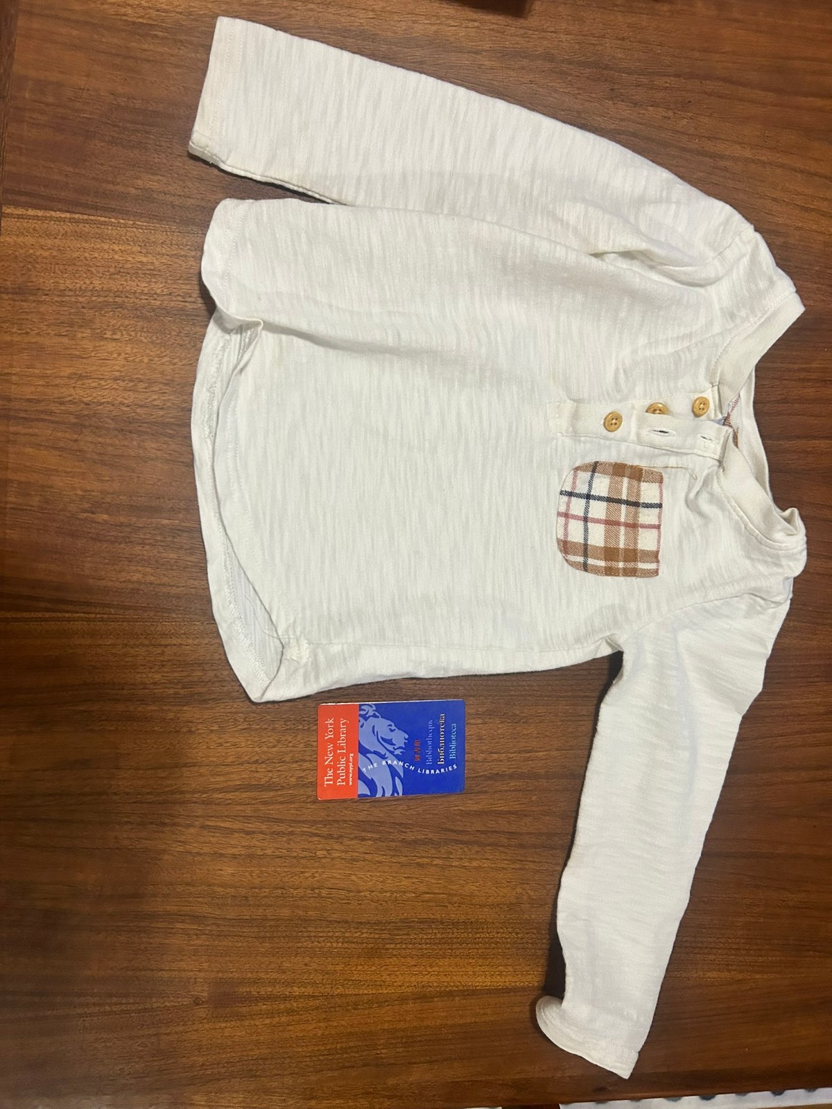 Tahari Long Sleeve Pocket Henley Top, Size 2T photo 2