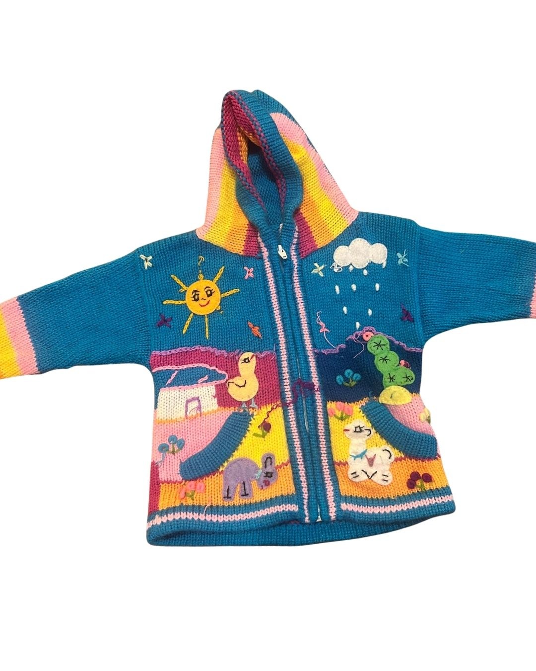 JB Crafts Knit Embroidered Zip-Up Hoodie, Size 2
