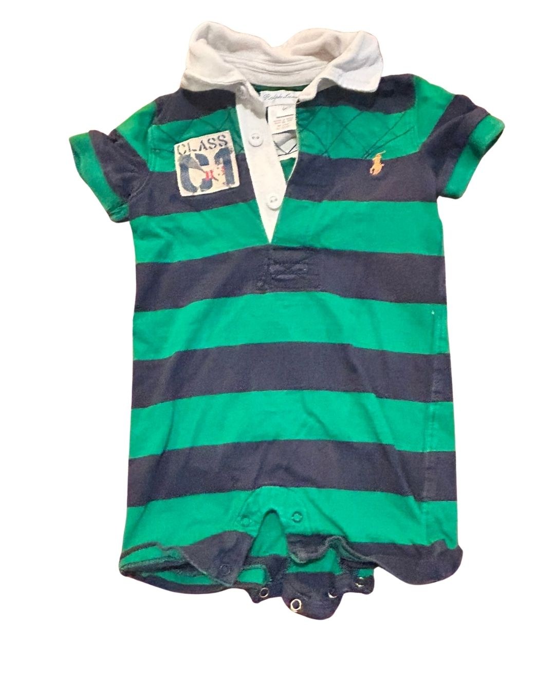Ralph Lauren Striped Polo Romper, Size 6M photo 1