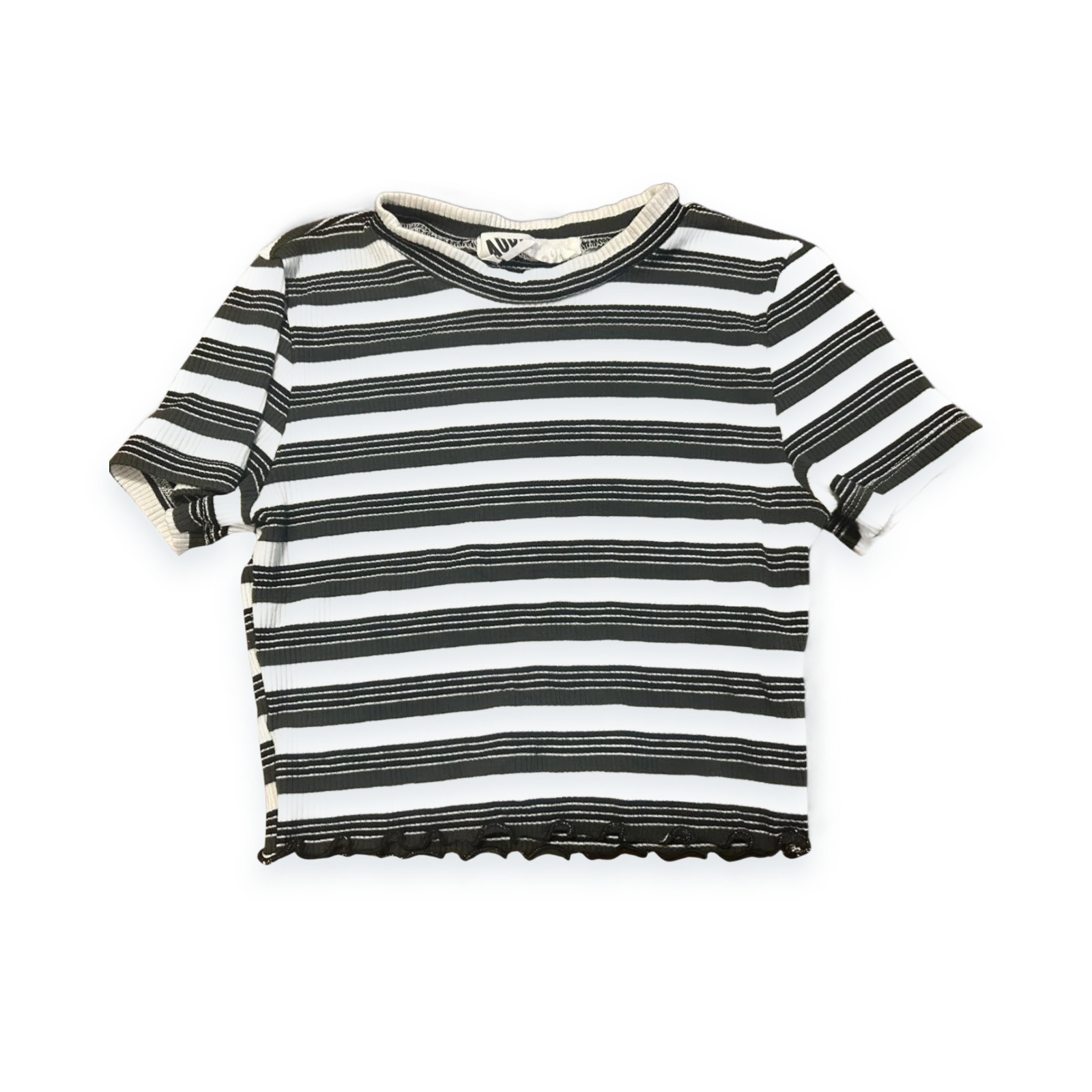 Audrey 3+1 Striped Ribbed Short Sleeve Top